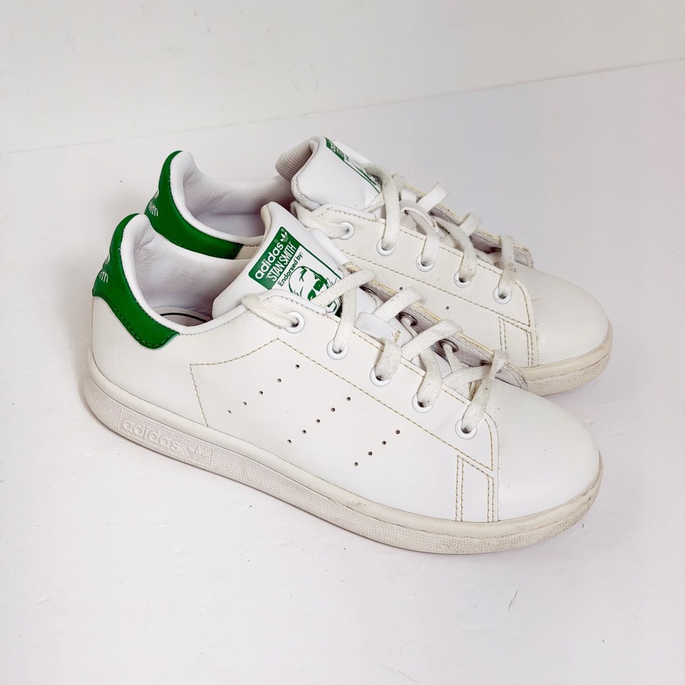 Adidas Stan Smith Shoes Boys Size 1 White Green Classic Leather Sneakers M20607